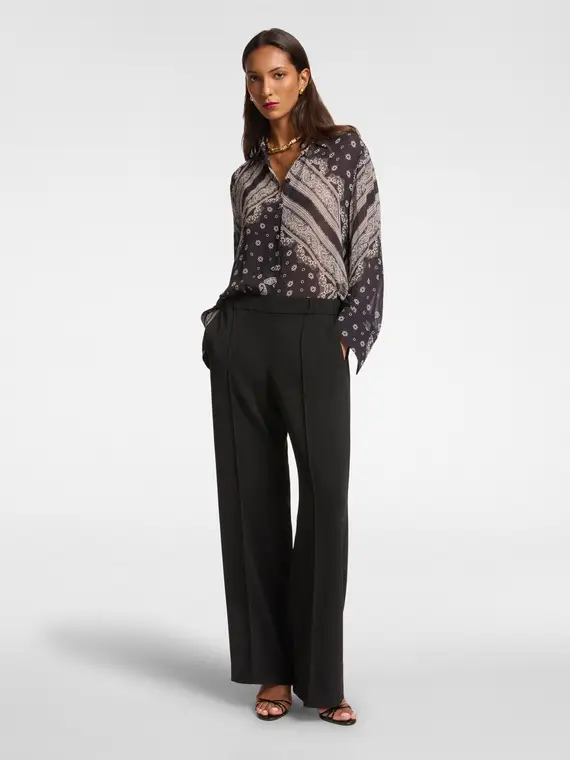 Camicia dalla stampa foulard Donna, Nero miniatura 3