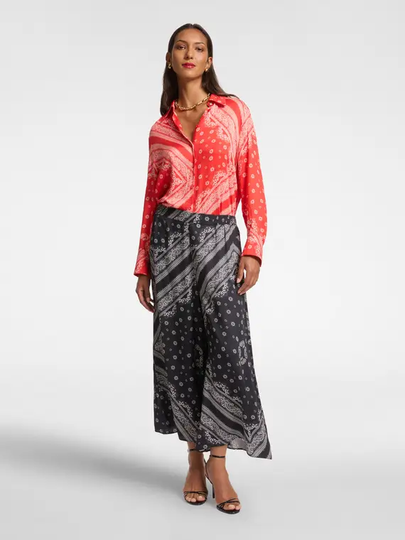 Camicia dalla stampa foulard Donna, Rosso miniatura 3