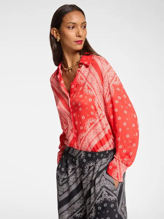 Camicia dalla stampa foulard Donna, Rosso