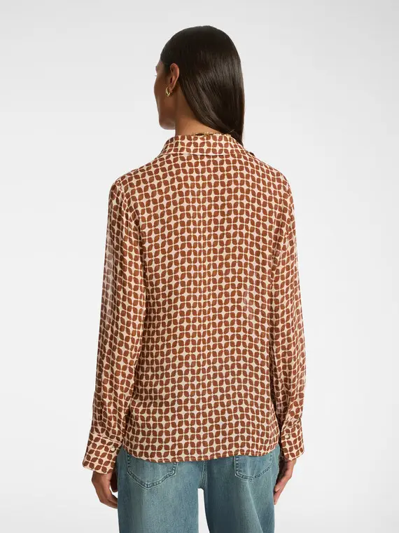 Camicia dalla stampa geometrica Donna, Marrone miniatura 2