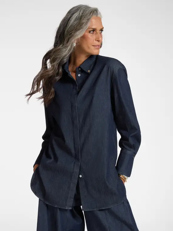 Camicia in chambray Donna, Blu