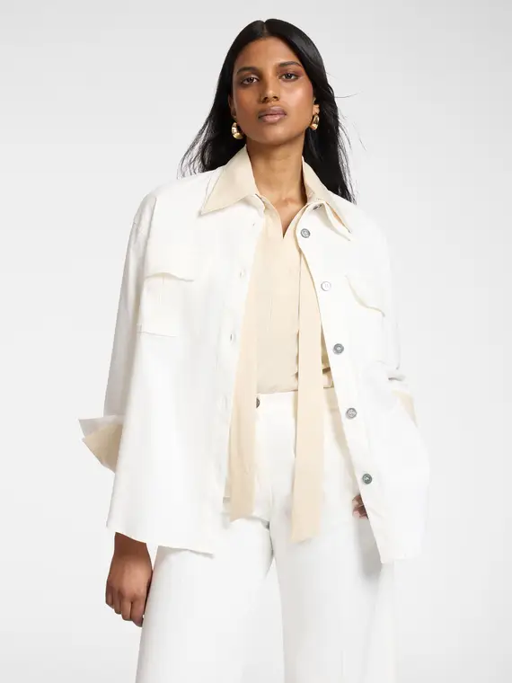 Camicia in gabardina con tasche Donna, Bianco (42 IT)