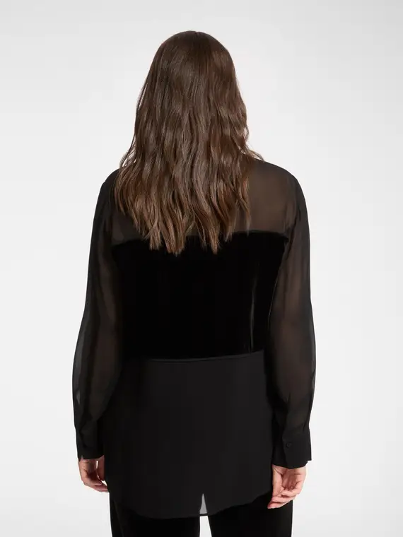 Camicia in georgette e velluto Donna miniatura 2