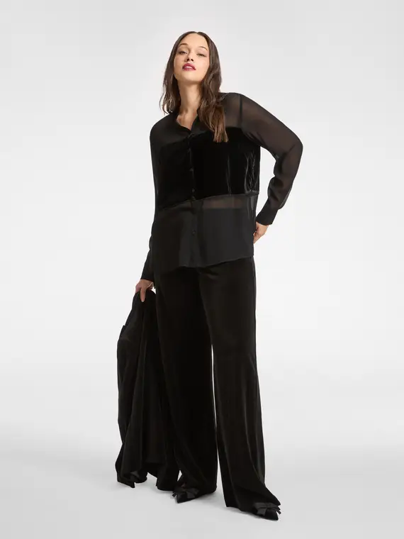 Camicia in georgette e velluto Donna miniatura 3