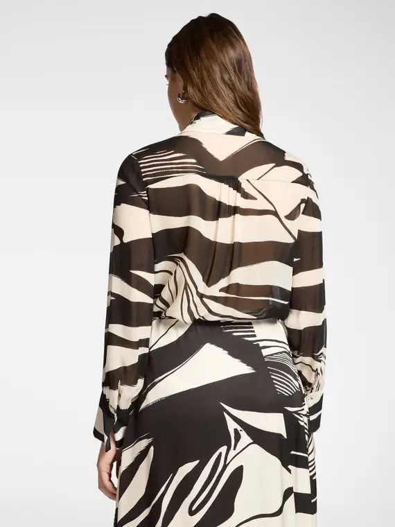 Camicia in georgette stampata con fiocco Donna miniatura 2