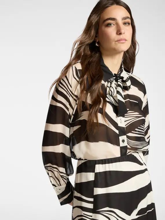 Camicia in georgette stampata con fiocco Donna