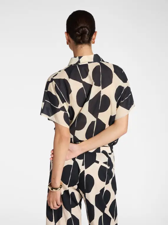 Camicia in mussola cotone stampata Donna, Nero miniatura 2