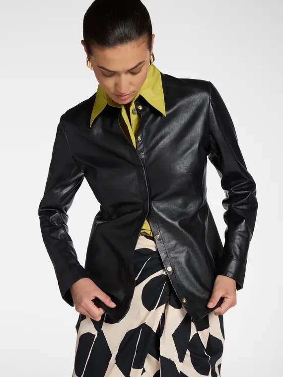 Camicia in pelle Donna, Nero
