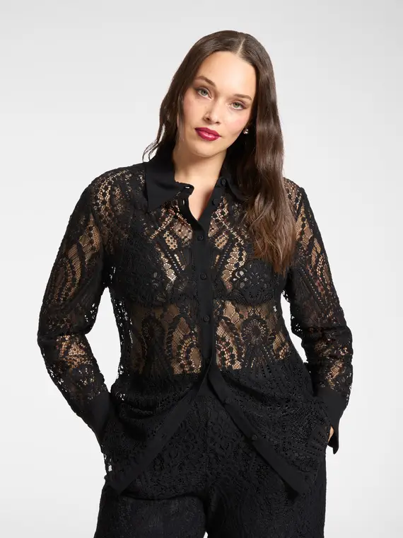 Camicia in pizzo Donna, Nero