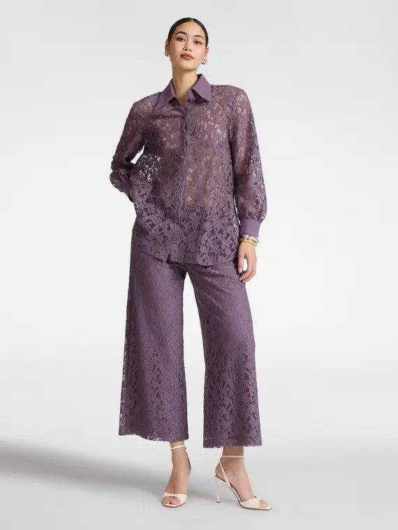 Camicia in pizzo Donna, Viola miniatura 3