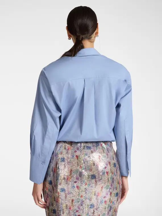 Camicia in popeline con cristalli Donna, Azzurro (42 IT) miniatura 2