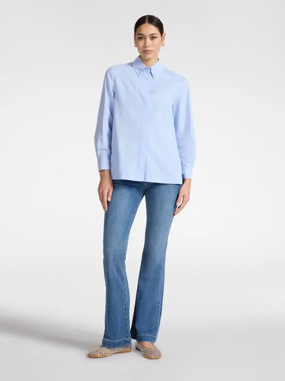 Camicia in popeline Donna, Azzurro miniatura 3