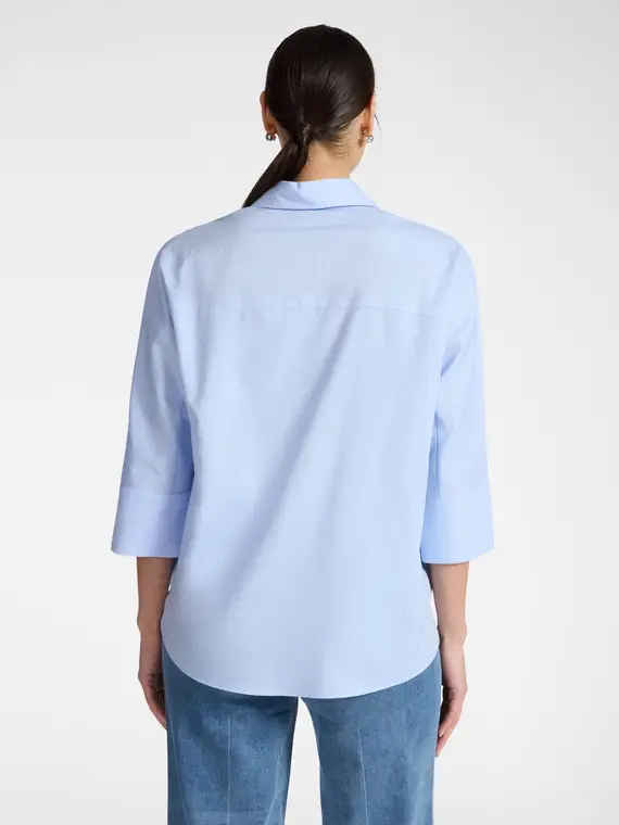 Camicia in popeline maniche tre quarti Donna, Azzurro (42 IT) miniatura 2
