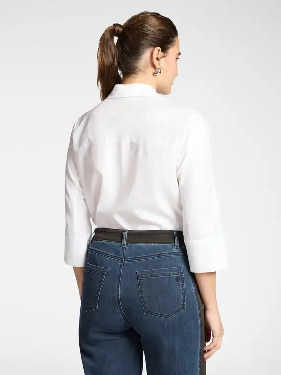 Camicia in popeline maniche tre quarti Donna, Bianco (44 IT) miniatura 2