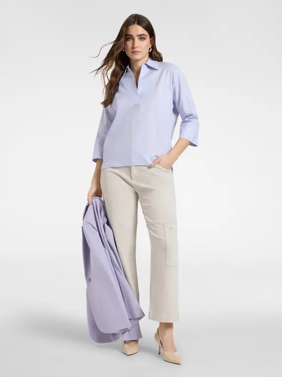 Camicia in popeline maniche tre quarti Donna, Viola (42 IT) miniatura 3