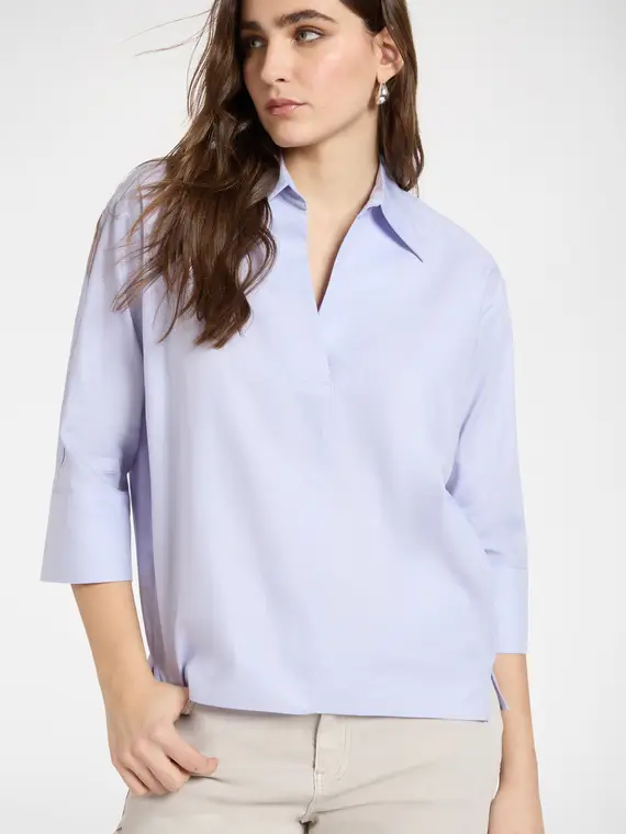 Camicia in popeline maniche tre quarti Donna, Viola (42 IT)