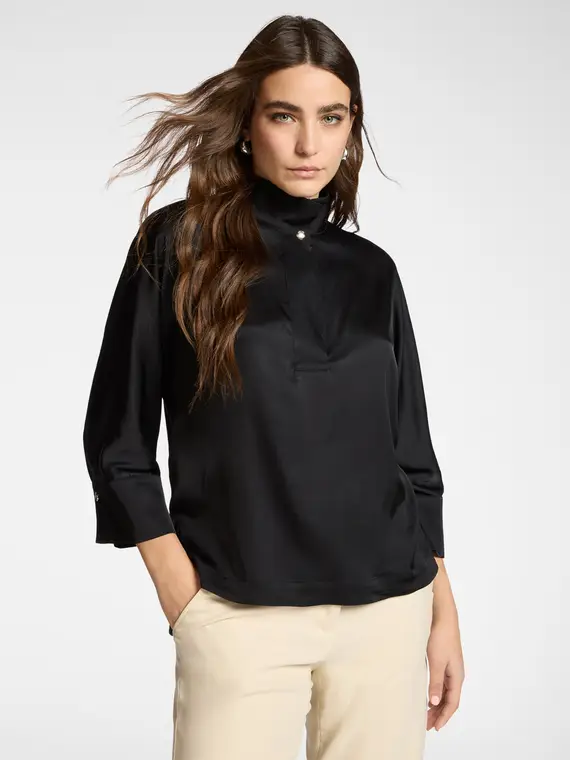 Camicia in raso Donna, Nero (46-48 IT)