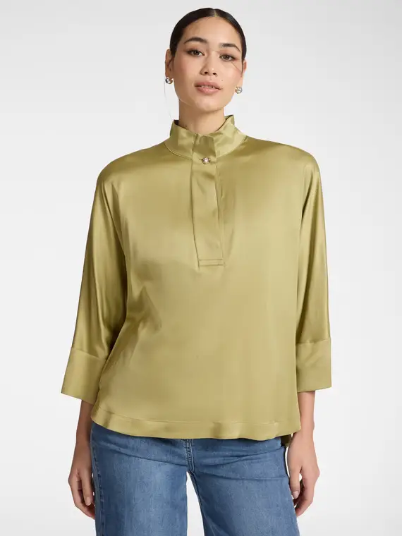 Camicia in raso Donna, Verde chiaro (42 IT) miniatura 3