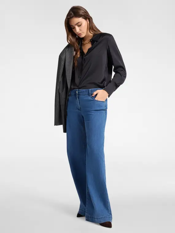 Camicia in raso stretch Donna miniatura 3