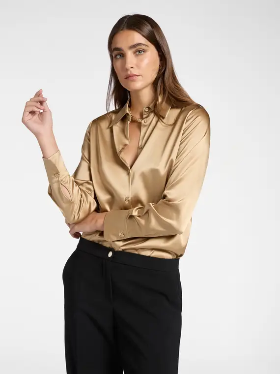 Camicia in seta stretch Donna, Beige