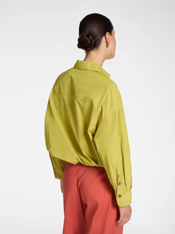 Camicia in taffetà con tasche Donna, Verde chiaro miniatura 2