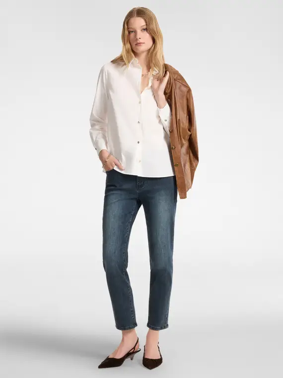 Camicia in tessuto stretch Donna, Bianco miniatura 3