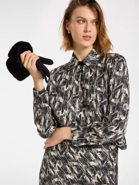 Camicia in twill stampato Donna