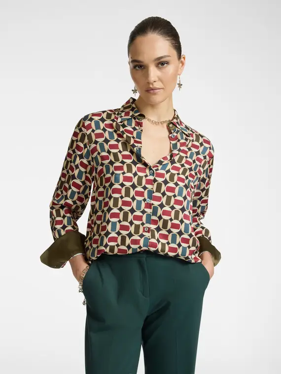 Camicia in viscosa stampata Donna, Bordeaux