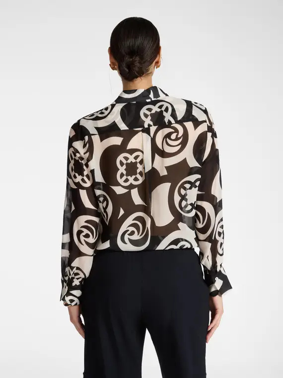 Camicia in viscosa stampata Donna, Nero miniatura 2