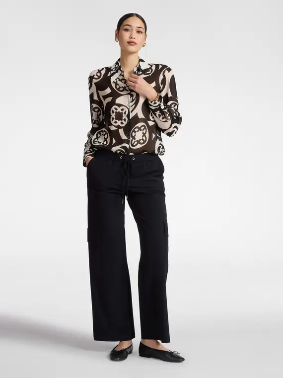 Camicia in viscosa stampata Donna, Nero miniatura 3