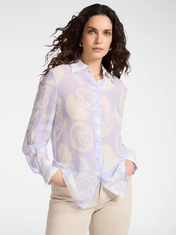 Camicia in viscosa stampata Donna, Viola