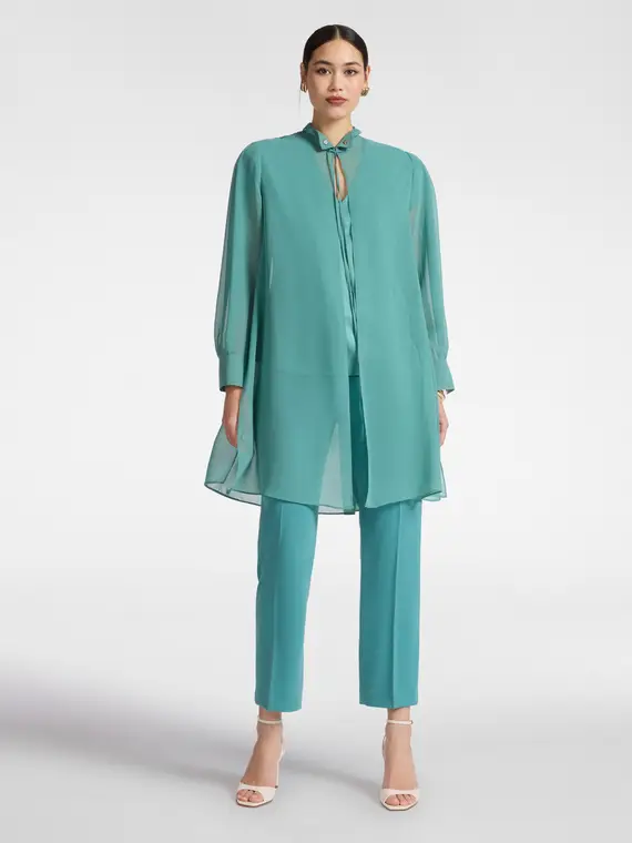 Camicia lunga in georgette Donna, Azzurro (46-48 IT) miniatura 3