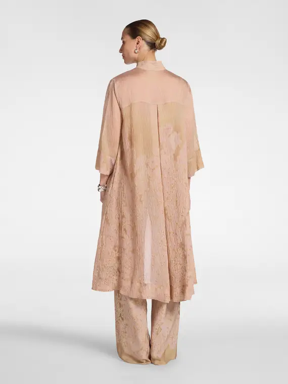 Camicia lunga in organza stampata Donna, Beige (42 IT) miniatura 2