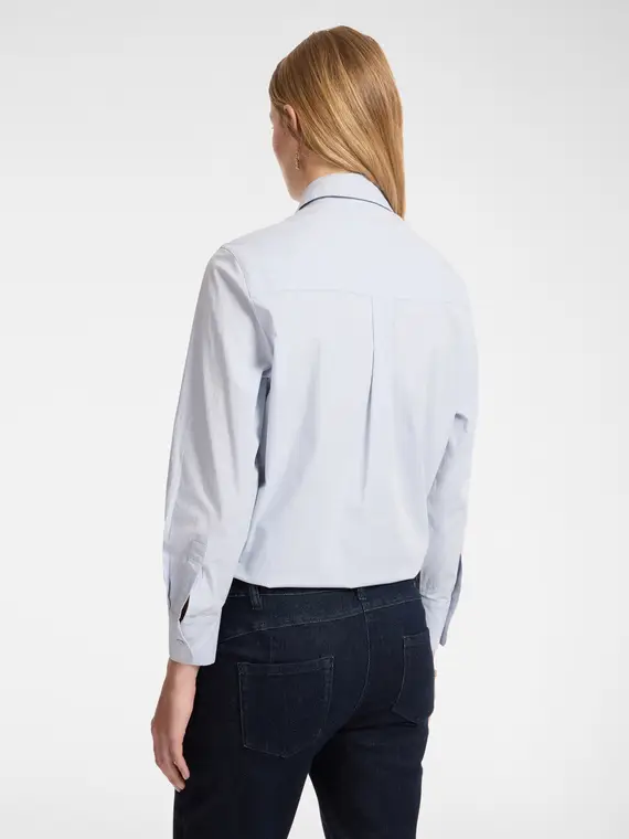 Camicia ricamata a mano Donna, Azzurro miniatura 2