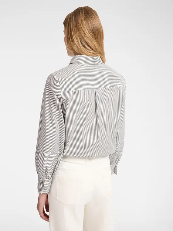 Camicia rigata Donna, Nero miniatura 2