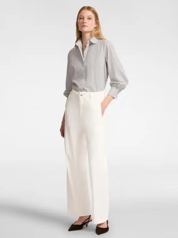 Camicia rigata Donna, Nero miniatura 3