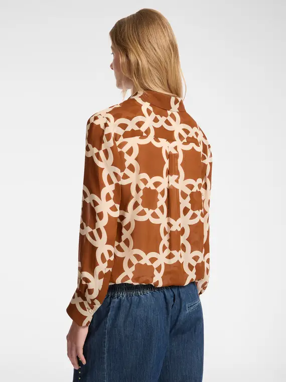Camicia stampata Donna, Marrone miniatura 2