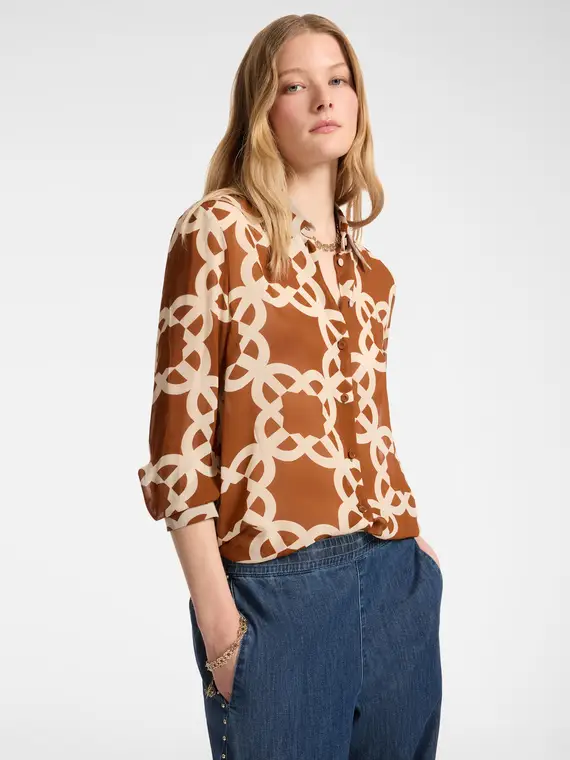 Camicia stampata Donna, Marrone