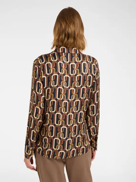 Camicia stampata Donna, Marrone miniatura 2