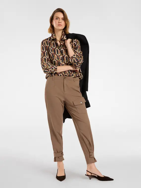 Camicia stampata Donna, Marrone miniatura 3