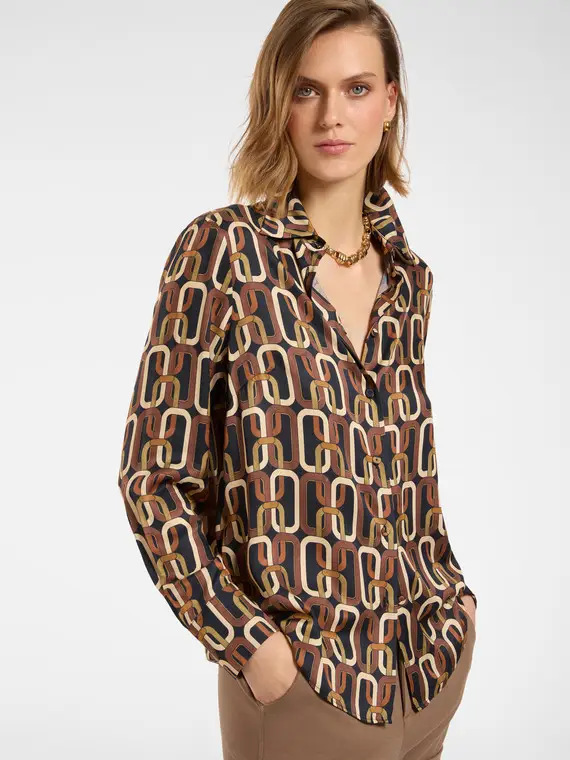 Camicia stampata Donna, Marrone
