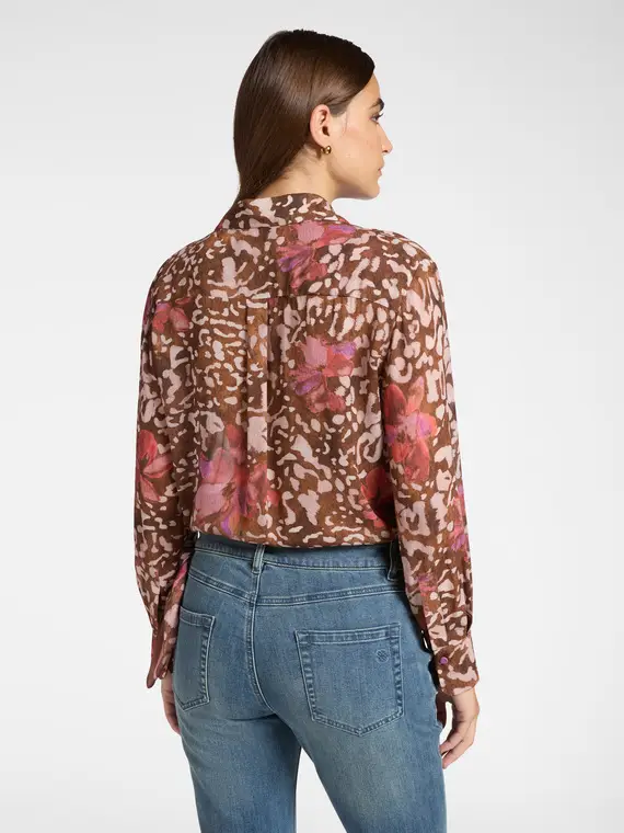 Camicia stampata Donna, Marrone miniatura 2