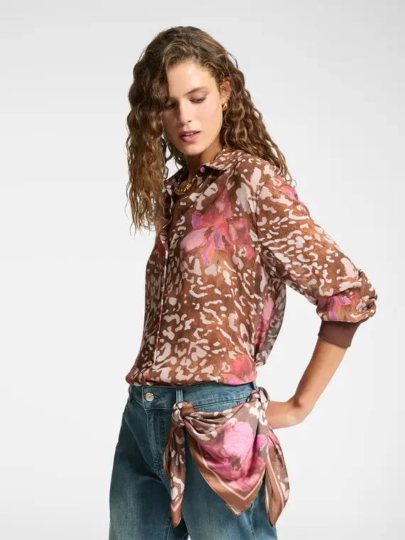 Camicia stampata Donna, Rosa