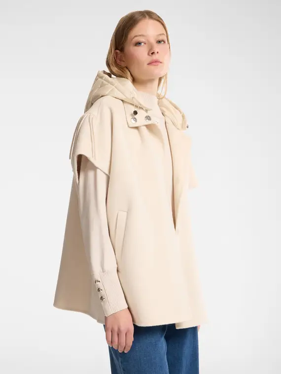 Cappa con cappuccio staccabile Donna, Bianco