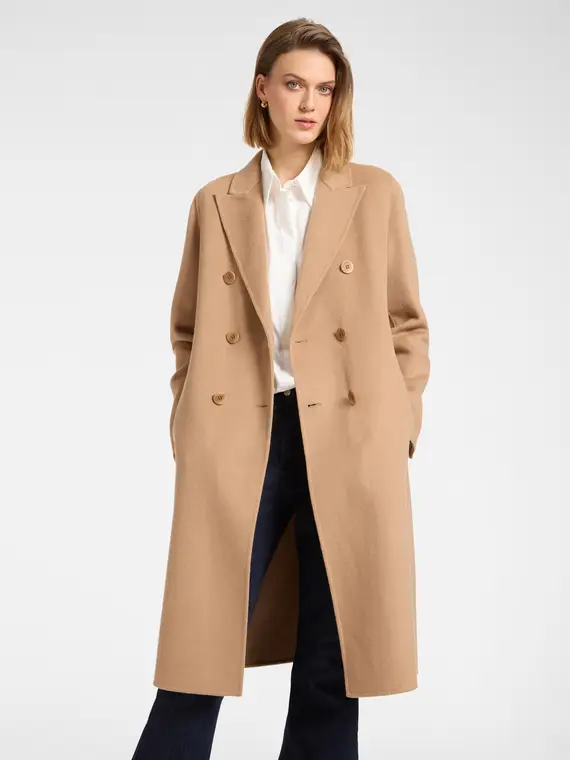 Cappotto doppiopetto Donna, Beige