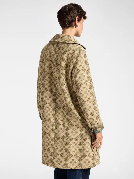 Cappotto jacquard doppiopetto Donna, Beige miniatura 2