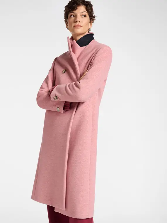 Cappotto maschile doppio petto Donna, Rosa miniatura 3