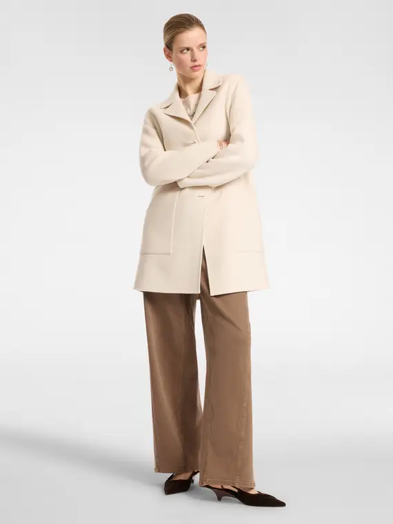 Cappotto sartoriale in tessuto double Donna, Beige miniatura 3