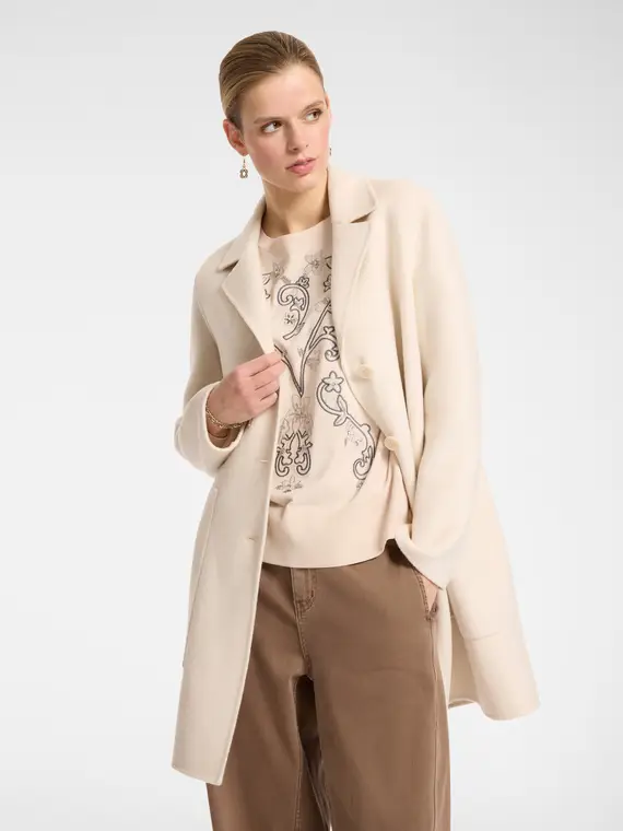 Cappotto sartoriale in tessuto double Donna, Beige