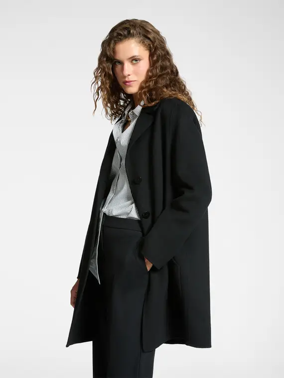 Cappotto sartoriale in tessuto double Donna, Nero